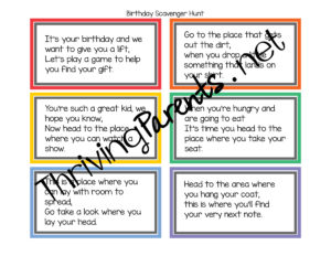 Add a fun twist to a birthday by sending your child on a birthday scavenger hunt! Here's a premade one to get you started.